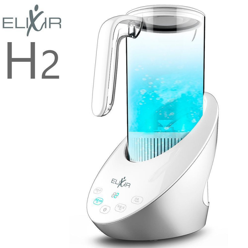 Cana pentru apa cu hidrogen Elixir, 15W, 1,6 L, Ecran tactil, 1200 PPB, Filtru inlocuibil, Alb/Gri