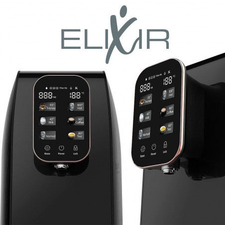 Aparat pentru purificarea si incalzirea apei de la robinet ELIXIR, 2100W, 38-99°C, Osmoza inversa, Imbogatire minerala, Negru