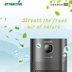 Purificator de aer atractiv OBERON 520, 50W, Pana la 62 m², Wi-Fi, 5 viteze, Temporizator, Mod de noapte, Telecomanda, Senzor inteligent de poluare, Gri inchis