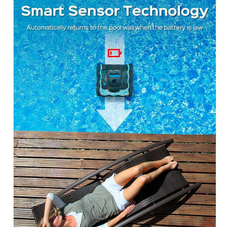 Robot cuaratre piscine fara fir Wybot Osprey 700 (X100), Li-Ion 8800 mAh, Pana la 80 m°, Autonomie pana la 110 minute, Auto-revers, Auto-parcare, Alb/Negru