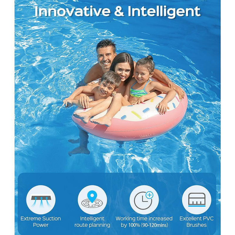 Robot cuaratre piscine fara fir Wybot Osprey 700 (X100), Li-Ion 8800 mAh, Pana la 80 m°, Autonomie pana la 110 minute, Auto-revers, Auto-parcare, Alb/Negru