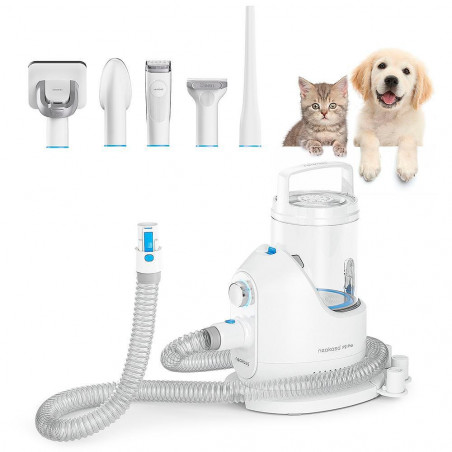 Aparat grooming animale de companie NEAKASA P2 Pro, 400W, 10500 Pa, 2 L, 5 duze, 3 trepte de aspiratie, Alb