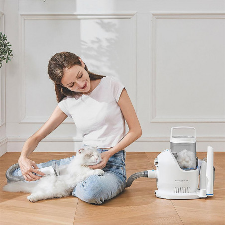 Aparat grooming animale de companie NEAKASA P2 Pro, 400W, 10500 Pa, 2 L, 5 duze, 3 trepte de aspiratie, Alb