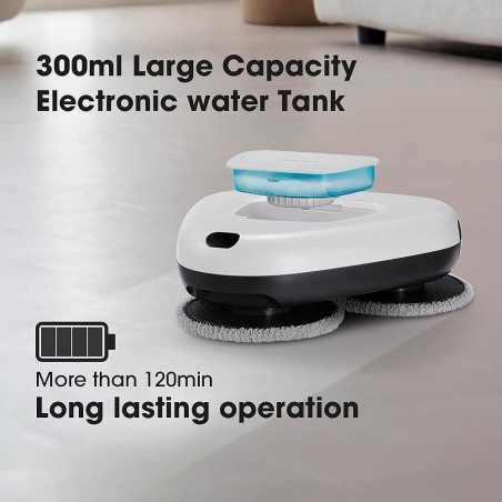 Robot curatare podele Everybot TS300, 27W, 300 ml, Umeda/uscata, Autonomie pana la 200 min, 6 moduri, Senzor anti-cadere/coliziune, Alb