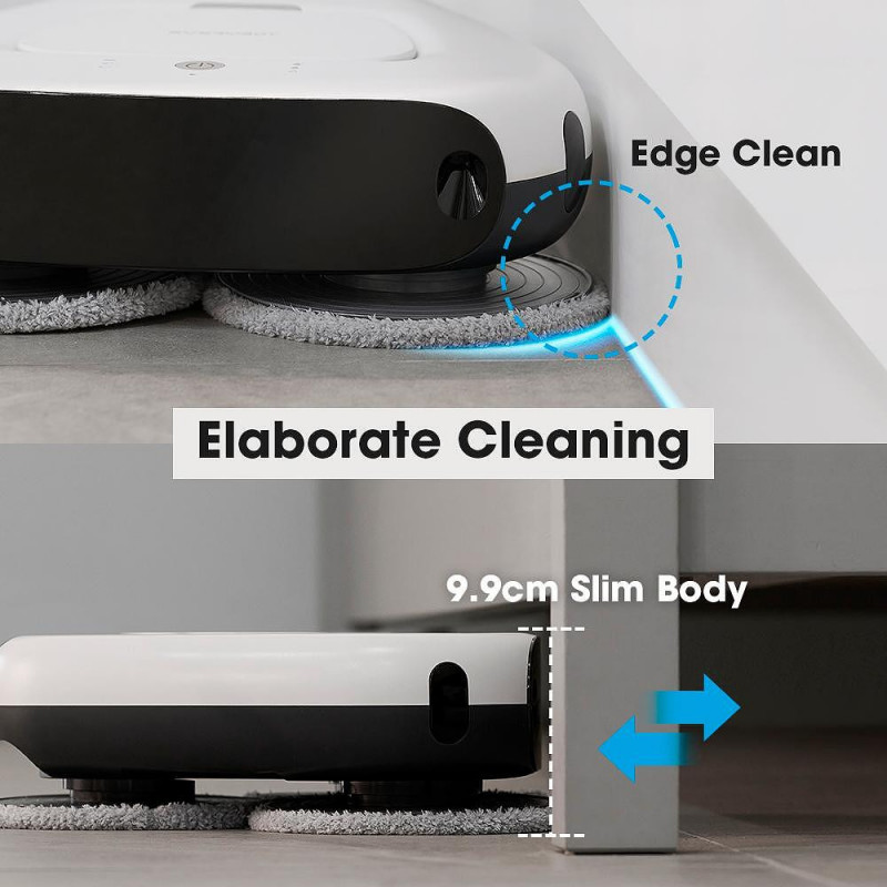Robot curatare podele Everybot TS300, 27W, 300 ml, Umeda/uscata, Autonomie pana la 200 min, 6 moduri, Senzor anti-cadere/coliziune, Alb