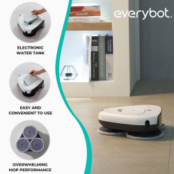 Robot curatare podele Everybot TS300, 27W, 300 ml, Umeda/uscata, Autonomie pana la 200 min, 6 moduri, Senzor anti-cadere/coliziune, Alb