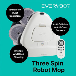 Robot curatare podele Everybot TS300, 27W, 300 ml, Umeda/uscata, Autonomie pana la 200 min, 6 moduri, Senzor anti-cadere/coliziune, Alb