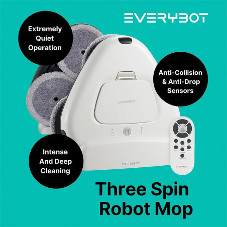 Robot curatare podele Everybot TS300, 27W, 300 ml, Umeda/uscata, Autonomie pana la 200 min, 6 moduri, Senzor anti-cadere/coliziune, Alb