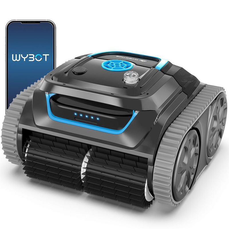 Robot curatare piscine fara fir Wybot S1, 80W, Li-Ion 6400 mAh, Pana la 120 m², 6 moduri, SMART, Autonomie pana la 200 min, Auto-parcare, Auto-revers, IPX8, Negru
