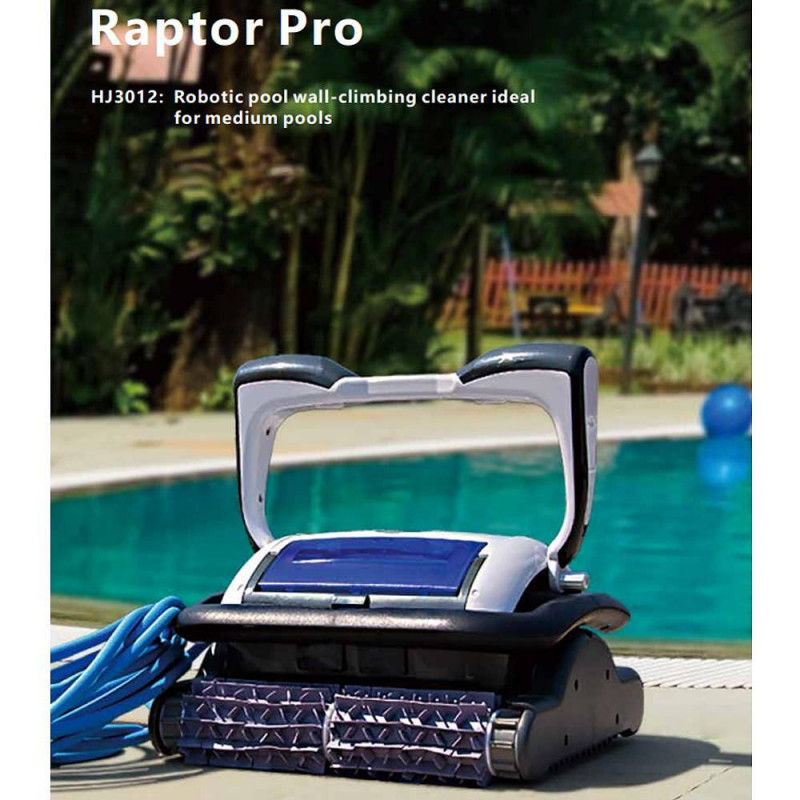 Robot de curatare piscine Wybot Raptor Pro, 150W, Pentru pana la 200 m2, 3 moduri de curatare, 3 moduri de miscare, Motor triplu, Negru