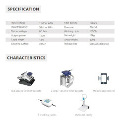 Robot de curatare piscine Wybot Raptor Pro, 150W, Pentru pana la 200 m2, 3 moduri de curatare, 3 moduri de miscare, Motor triplu, Negru