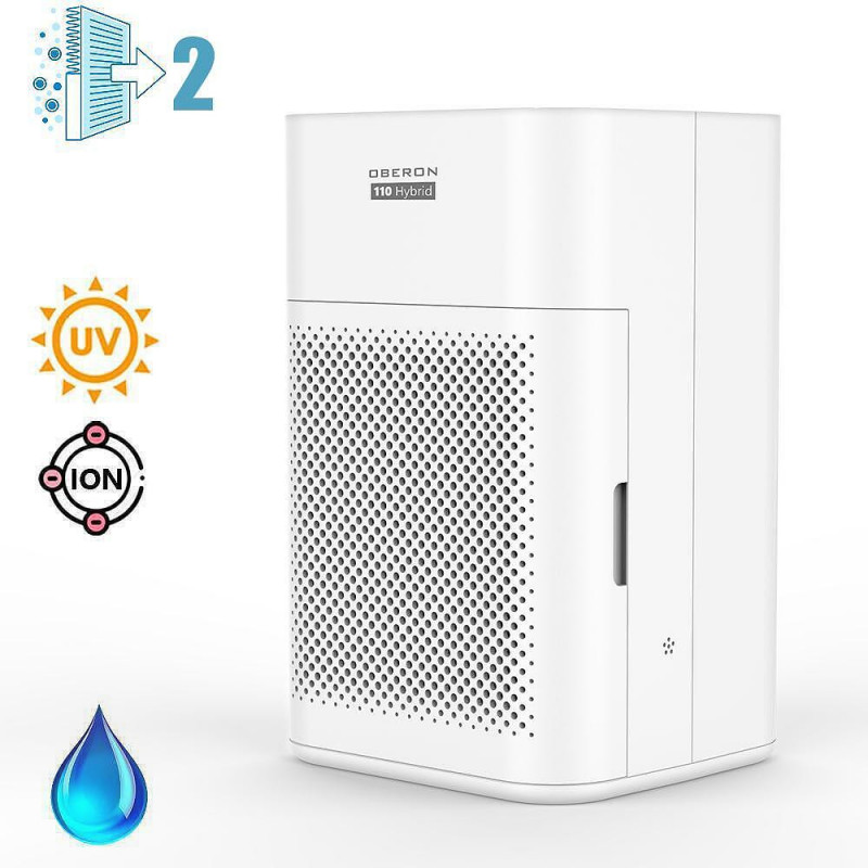 Purificator de aer si umidificator 2in1 Oberon 110 HYBRID, 21W, Pana la 15 m², 110 m³/h, Wi-Fi, 3 viteze, Filtru de carbon, Mod de noapte, Timer, Alb