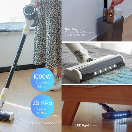 Aspirator vertical fara fir Xiaomi Lydsto H4, 1000W, 25 kPa, 0.4 l, 3 trepte, Autocuratare, Autonomie pana la 60 min, Alb