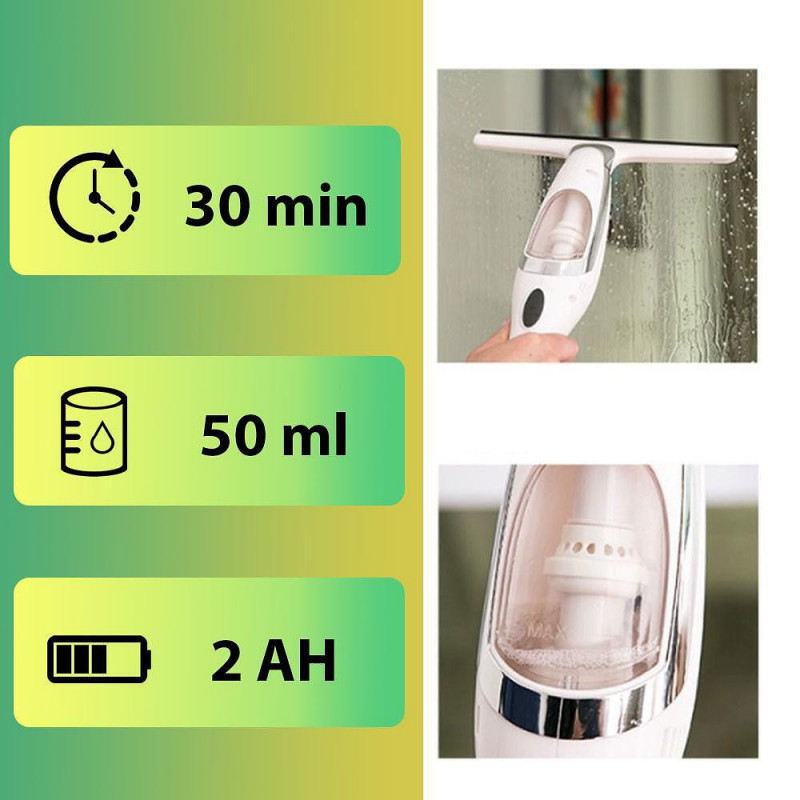 Aspirator de geamuri Attractive Luna 100 Pro, Baterie Li-ion 2AH, 50 ml, Autonomie pana la 30 min, Galben/Negru