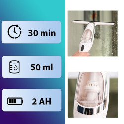Aspirator geamuri Attractive Luna 100 Pro, Baterie Li-ion 2AH, 50 ml, Autonomie pana la 30 min, Alb/Negru