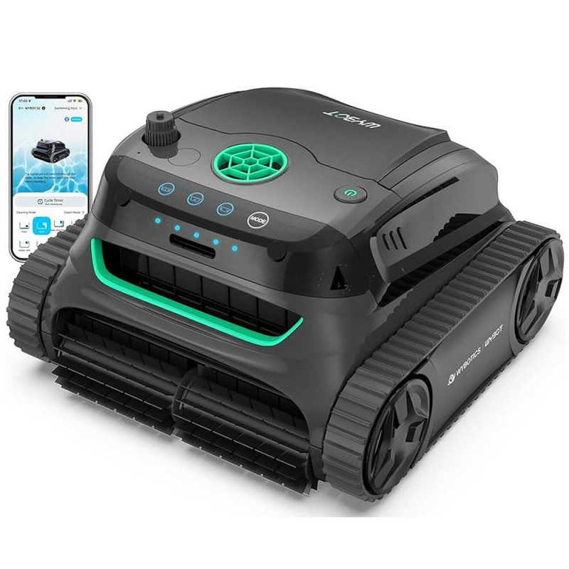 Robot curatare piscine fara fir Wybot S2, 91W, Pentru pana la 300 m², SMART, 3 moduri, Auto-parcare, Auto-revers, IPX8, Gri