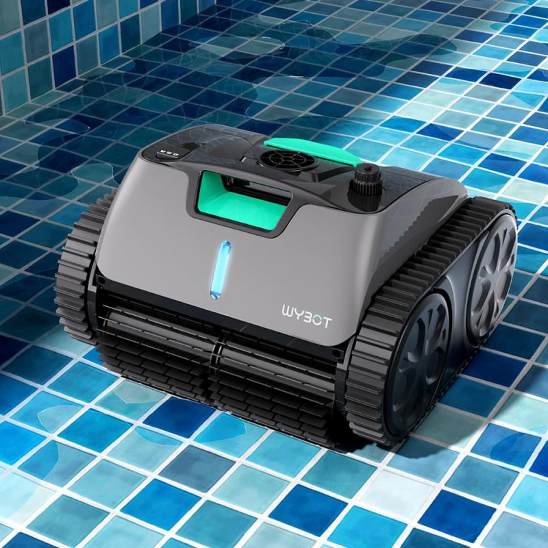 Robot curatare piscine fara fir Wybot C1 Pro, 65W, SMART, Pana la 150 m², 3 moduri, Auto-parcare, Auto-revers, IPX8, Gri