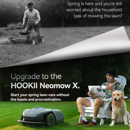 Robot tuns iarba/gazon HOOKII Neomow X Pro, 6000 m², 4 moduri, Functionare fara cablu sau antene, 60 dB, Wi-Fi, 4G, Bluetooth, Autonomie 180 min, Gri