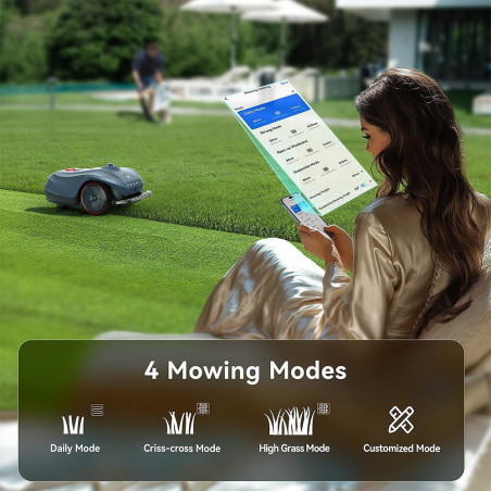 Robot tuns iarba/gazon HOOKII Neomow X Pro, 6000 m², 4 moduri, Functionare fara cablu sau antene, 60 dB, Wi-Fi, 4G, Bluetooth, Autonomie 180 min, Gri