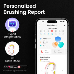 Periuta de dinti electrica Oclean X Ultra 20, Asistent vocal AI, 84000 rpm, Wi-Fi, Bluetooth, Ecran tactil, Autonomie pana la 40 zile, Negru