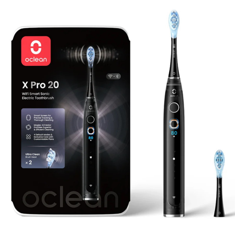 Periuta de dinti electrică Oclean X Pro 20, AI, Maglev 4.0, 84000 RPM, Wi-Fi, FlexFit, IPX7, Alarma inteligenta, Autonomie 40 zile, Negru