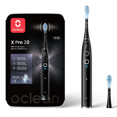 Periuta de dinti electrică Oclean X Pro 20, AI, Maglev 4.0, 84000 RPM, Wi-Fi, FlexFit, IPX7, Alarma inteligenta, Autonomie 40 zile, Negru