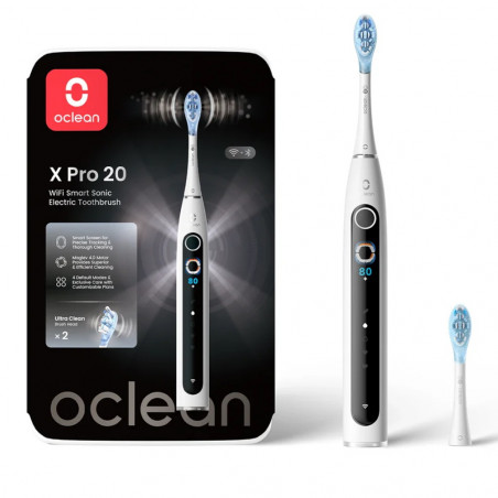 Periuta de dinti electrică Oclean X Pro 20, AI, Maglev 4.0, 84000 rpm, Wi-Fi, FlexFit, IPX7, Alarma inteligenta pentru zona ratata, Autonomie 40 zile, Alb