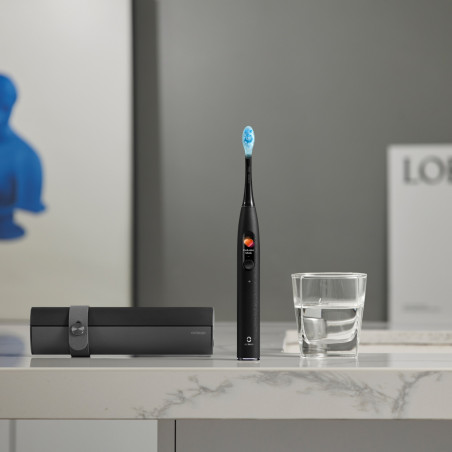 Periuta de dinti electrica Oclean X Ultra 20 S, 84000 rpm, AI, Senzori inteligenti, Bluetooth, Wi-Fi, Adaptare la tratamentul ortodontic, LED, 3 capete, Negru