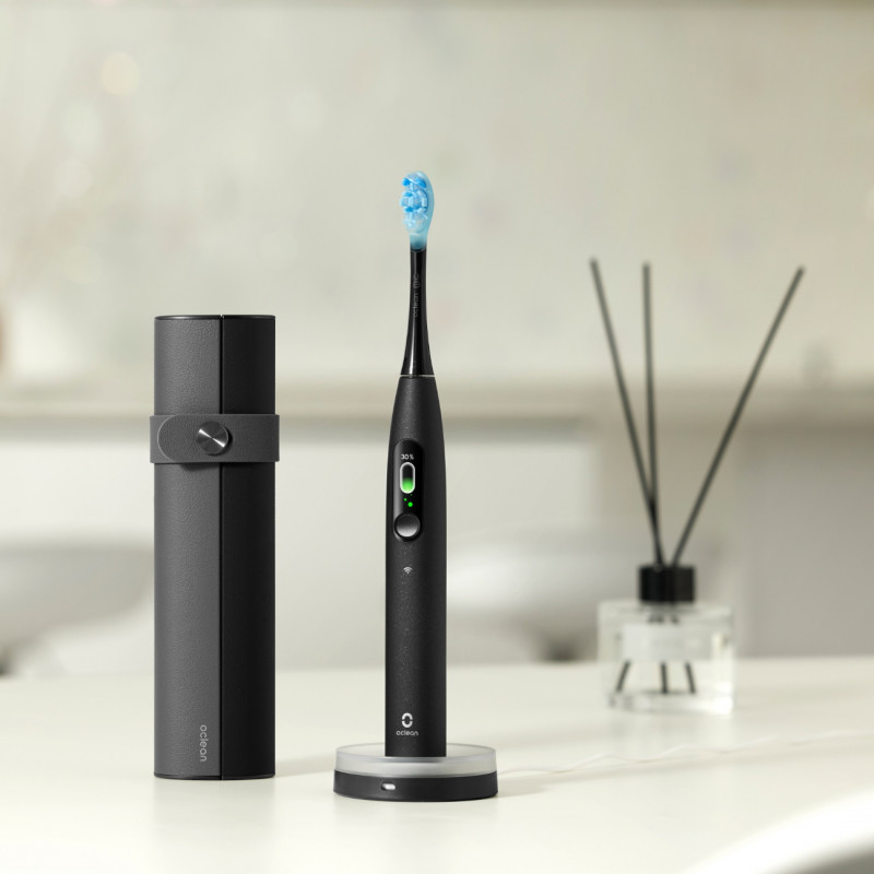 Periuta de dinti electrica Oclean X Ultra 20 S, 84000 rpm, AI, Senzori inteligenti, Bluetooth, Wi-Fi, Adaptare la tratamentul ortodontic, LED, 3 capete, Negru