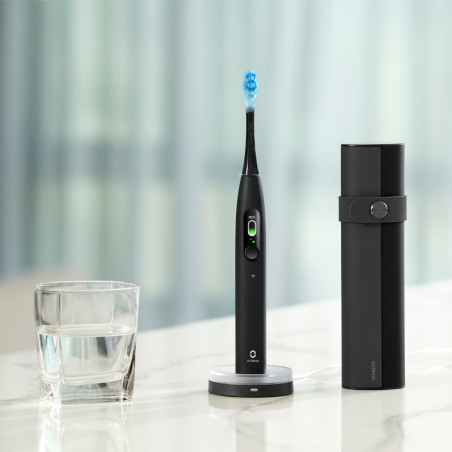 Periuta de dinti electrica Oclean X Ultra 20 S, 84000 rpm, AI, Senzori inteligenti, Bluetooth, Wi-Fi, Adaptare la tratamentul ortodontic, LED, 3 capete, Negru
