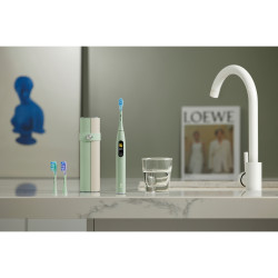 Periuta de dinti electrica Oclean X Ultra 20 S, 84000 rpm, AI, Senzori inteligenti, Bluetooth, Wi-Fi, Adaptare la tratamentul ortodontic, LED, 3 capete, Verde