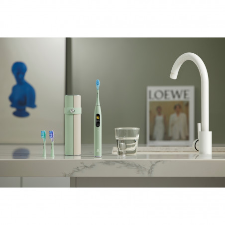 Periuta de dinti electrica Oclean X Ultra 20 S, 84000 rpm, AI, Senzori inteligenti, Bluetooth, Wi-Fi, Adaptare la tratamentul ortodontic, LED, 3 capete, Verde