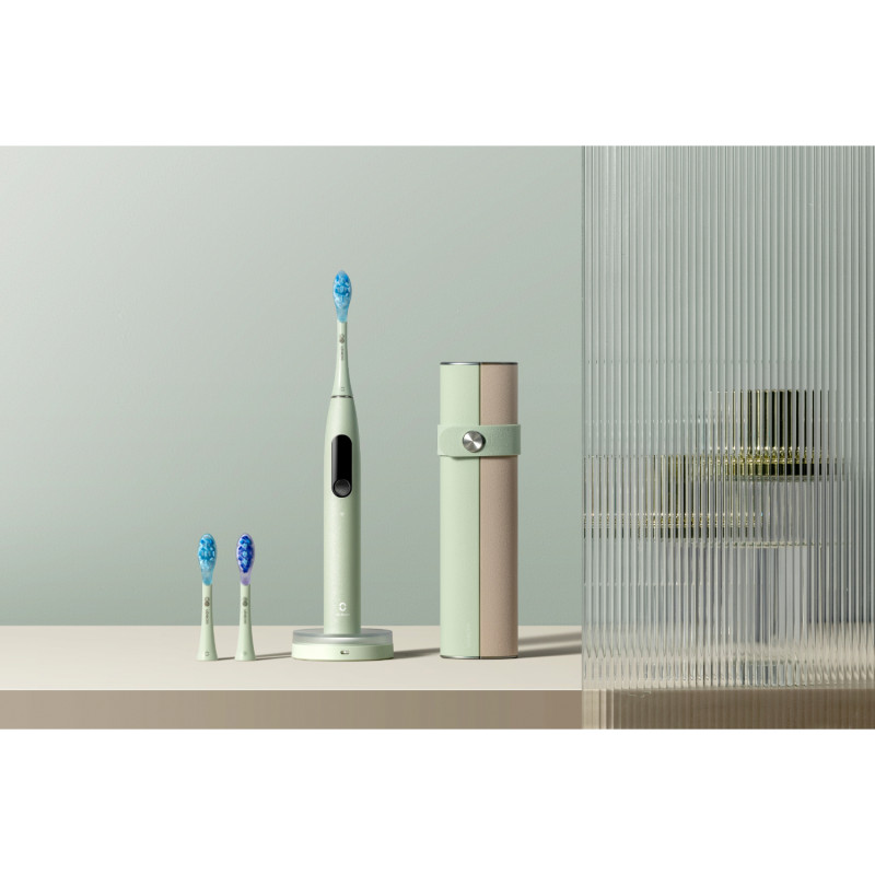 Periuta de dinti electrica Oclean X Ultra 20 S, 84000 rpm, AI, Senzori inteligenti, Bluetooth, Wi-Fi, Adaptare la tratamentul ortodontic, LED, 3 capete, Verde