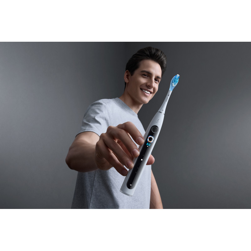 Periuță de dinți electrică Oclean X Pro 20 Set, AI, Maglev 4.0, 84000 RPM, Wi-Fi, FlexFit, IPX7, alertă de zonă ratată, autonomie 40 de zile, husă, alb
