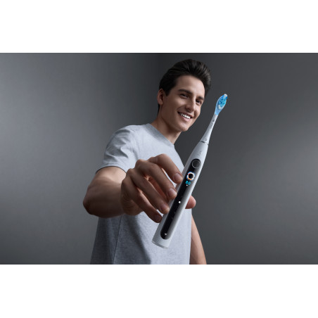 Periuță de dinți electrică Oclean X Pro 20 Set, AI, Maglev 4.0, 84000 RPM, Wi-Fi, FlexFit, IPX7, alertă de zonă ratată, autonomie 40 de zile, husă, alb