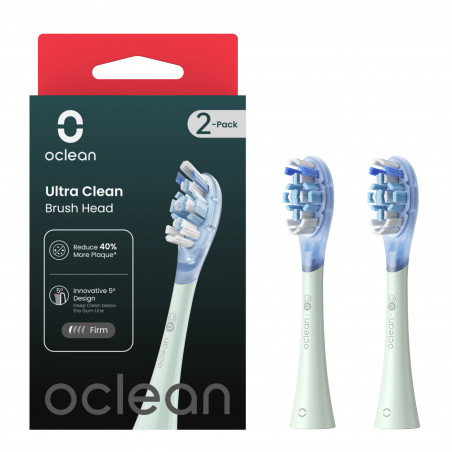 Set 2 capete de schimb pentru periutele de dinti Oclean Ultra Clean, Hard, Deep Cleaning, DuPont, FlexFit, Verde