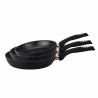 Set 3 tigai Royalty Line FM3F, 20/24/28 cm, Finisaj marmura, Inductie, Manere rezistente la caldura, Negru