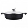Vas de gatit cu capac Royalty Line RL-BR30ML, 30 cm, 4,8 L, Strat antiaderent din marmura, Fara PFOA, Inductie, Negru