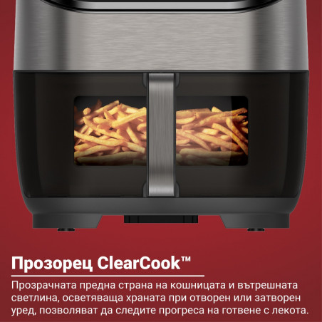 Instant Pot Vortex Plus Clearcook Hot Air Fryer 140319601, 1700W, 5.7L, 6 programe, 35-205C, iluminare interioară, alb