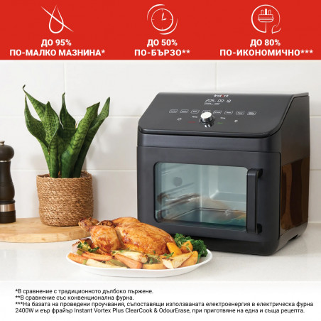 Instant Pot Vortex Plus Oven 140410101, 1700W, 13 l, 8 programe, Până la 205C, EvenCrisp, Negru