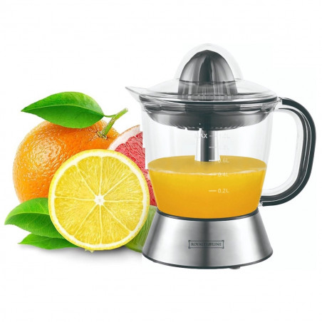 Storcator de citrice electric Royalty Line RL-CJ9404, 40W, 1 L, Push start, 2 conuri, Otel inoxidabil, Inox