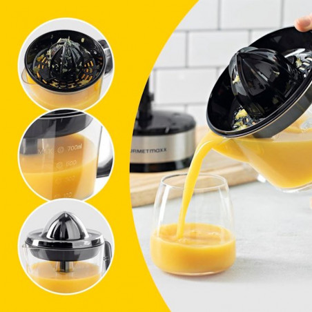 Storcator de citrice electric Royalty Line RL-CJ9404, 40W, 1 L, Push start, 2 conuri, Otel inoxidabil, Inox