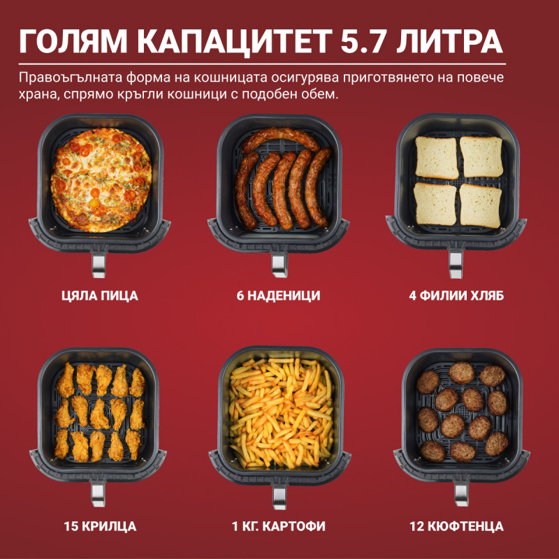 Instant Pot Vortex Plus ClearCook & OdourErase Hot Air Fryer 140310401, 1700W, 5.7L, 6 programe, 35-205C, EvenCrisp, filtru dublu, negru