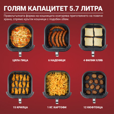 Instant Pot Vortex Plus ClearCook & OdourErase Hot Air Fryer 140310401, 1700W, 5.7L, 6 programe, 35-205C, EvenCrisp, filtru dublu, negru
