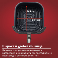 Instant Pot Vortex Plus ClearCook & OdourErase Hot Air Fryer 140310401, 1700W, 5.7L, 6 programe, 35-205C, EvenCrisp, filtru dublu, negru