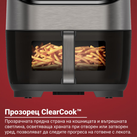 Instant Pot Vortex Plus ClearCook & OdourErase Hot Air Fryer 140310401, 1700W, 5.7L, 6 programe, 35-205C, EvenCrisp, filtru dublu, negru