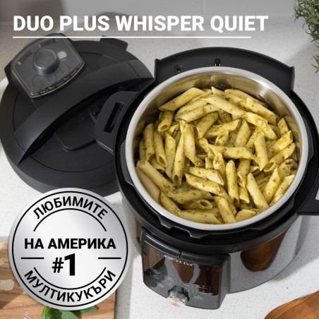 Instant Pot Duo Plus Whisper Quiet 112307901, 1000 W, 5.7 L, 9 programe, Start întârziat, Afișaj LCD, Negru
