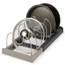 Organizator de vase Joseph Joseph 85167, 7 Separatoare reglabile, Extensibil, Gri/Negru