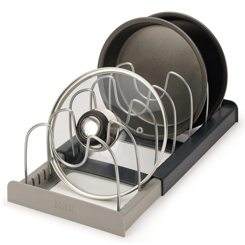 Organizator de vase Joseph Joseph 85167, 7 Separatoare reglabile, Extensibil, Gri/Negru