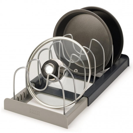 Organizator de vase Joseph Joseph 85167, 7 Separatoare reglabile, Extensibil, Gri/Negru